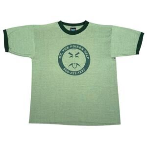 90s Vintage Mr. Yuk Poison Help Ringer T Shirt Green Men's Large
